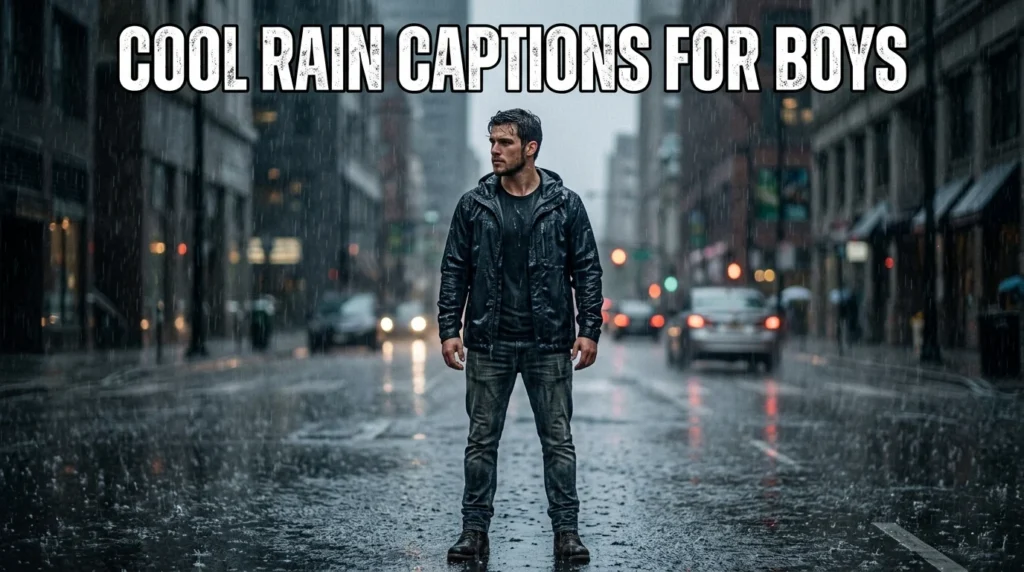 cool rain captions for boys