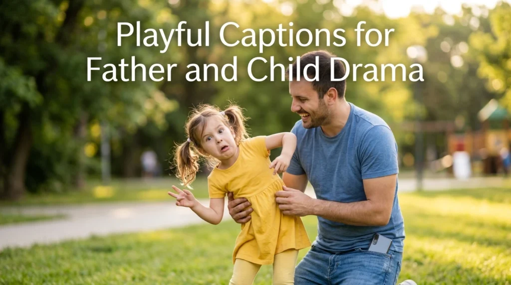 playful captions for father and child drama