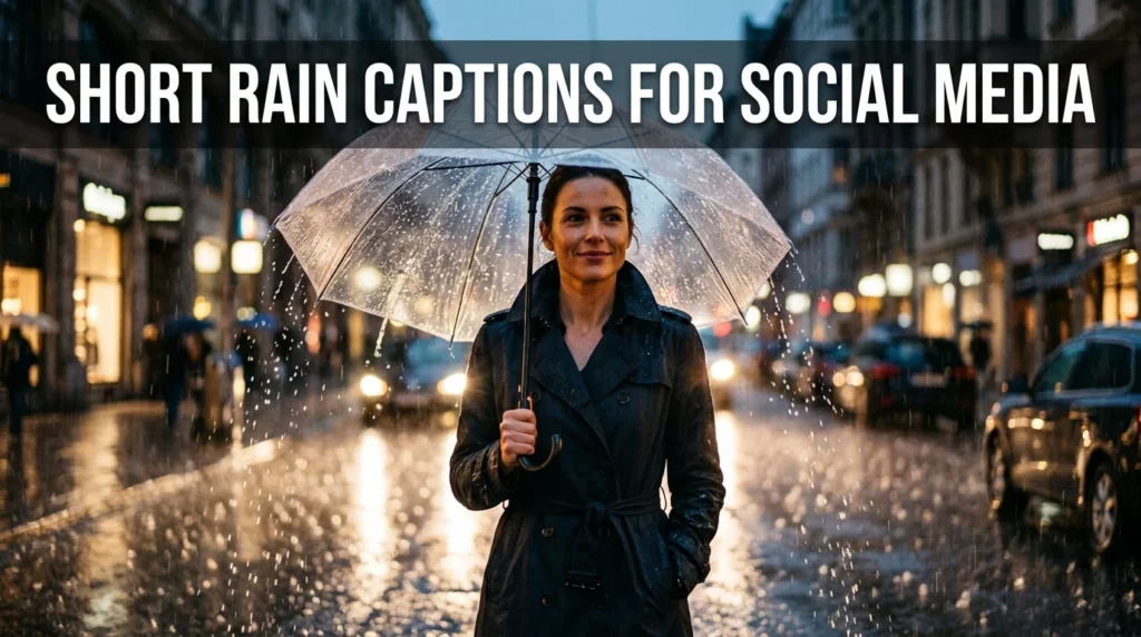 short rain captions for social media