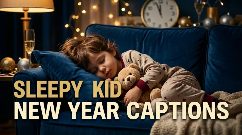 sleepy kid new year captions