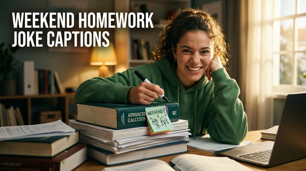 weekend homework joke captions