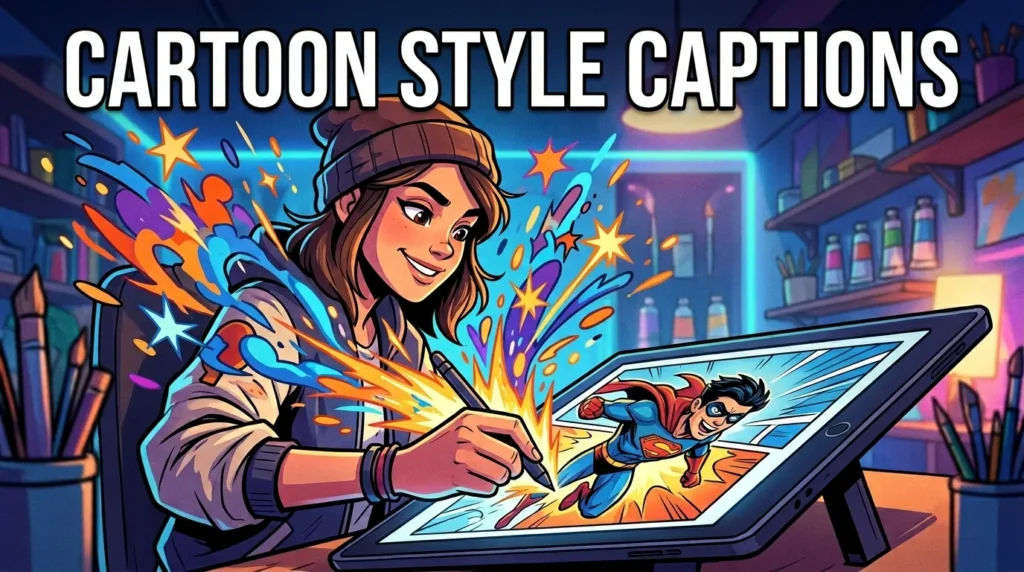 cartoon style captions