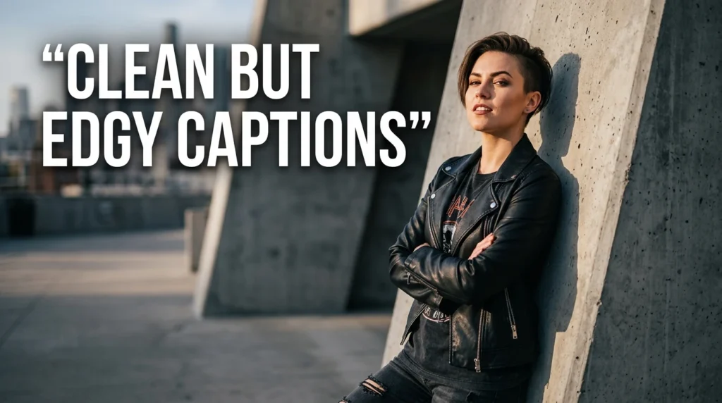clean but edgy captions