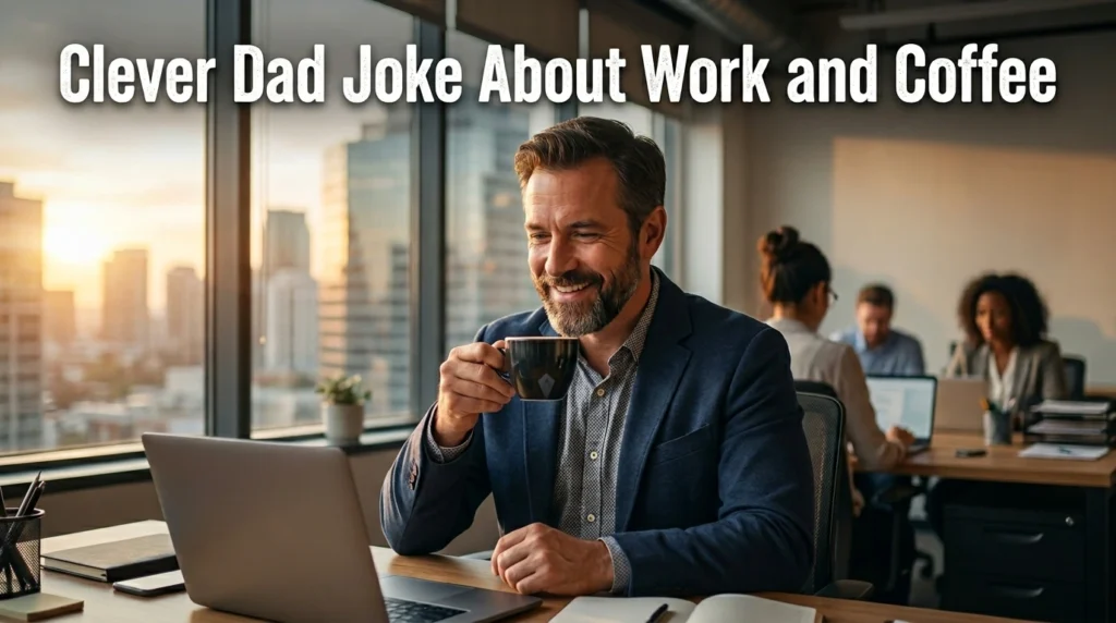  clever dad joke about work and coffee