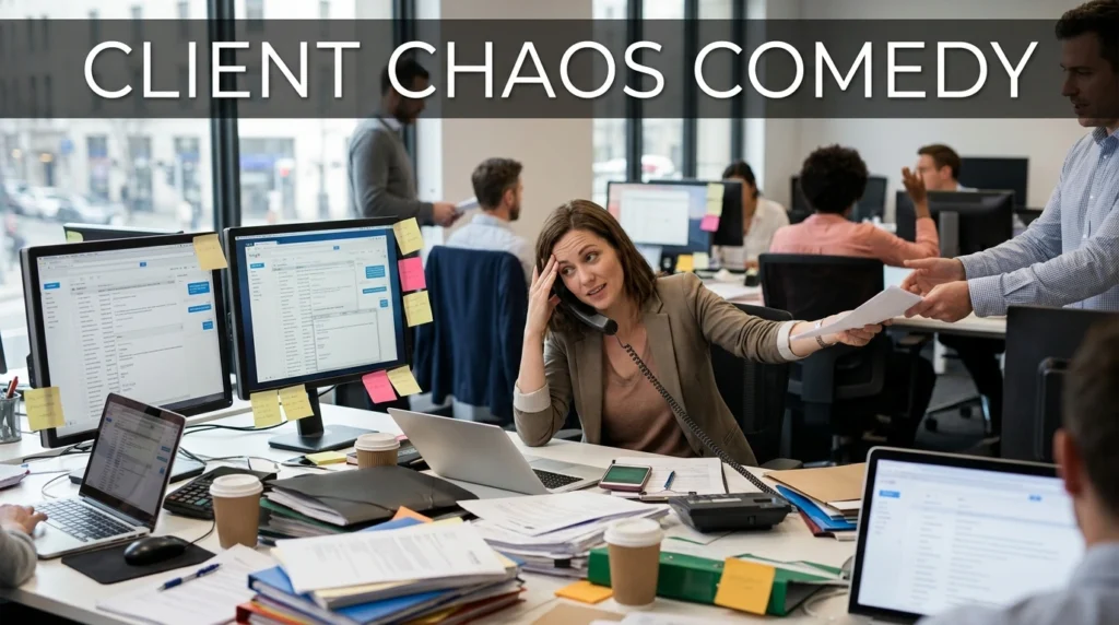 client chaos comedy