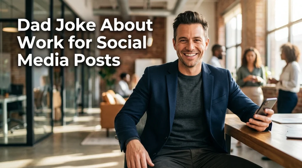 dad joke about work for social media posts