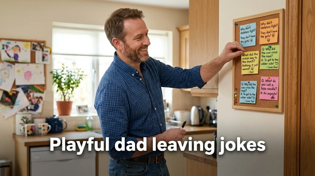 playful dad leaving jokes