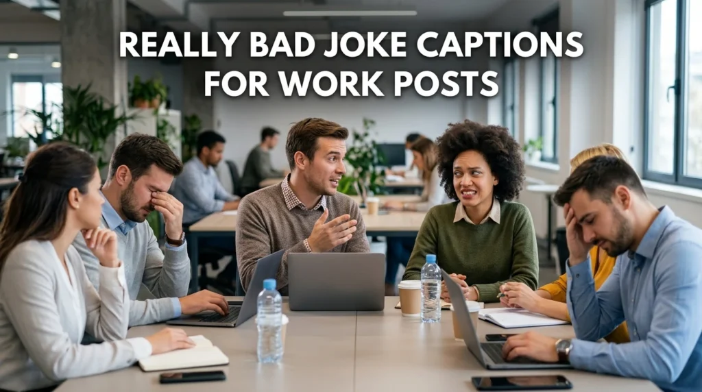  really bad joke captions for work posts