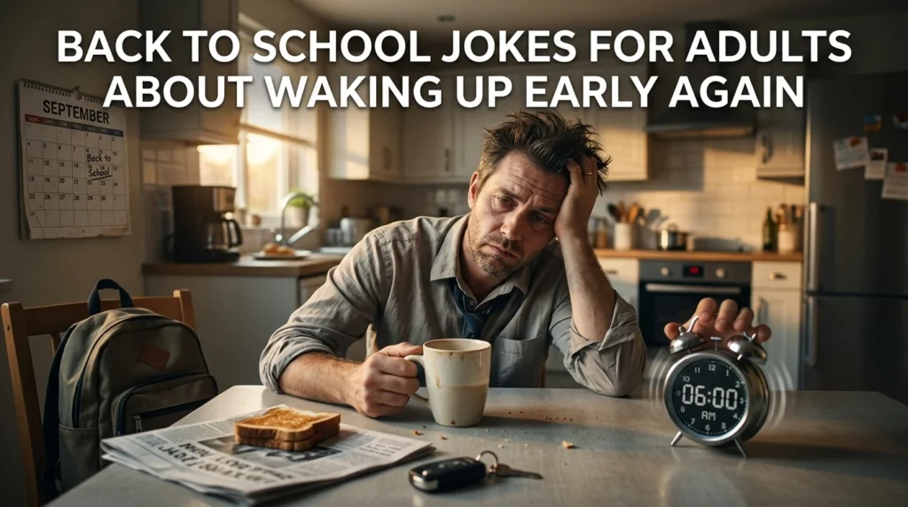 back to school jokes for adults about waking up early again