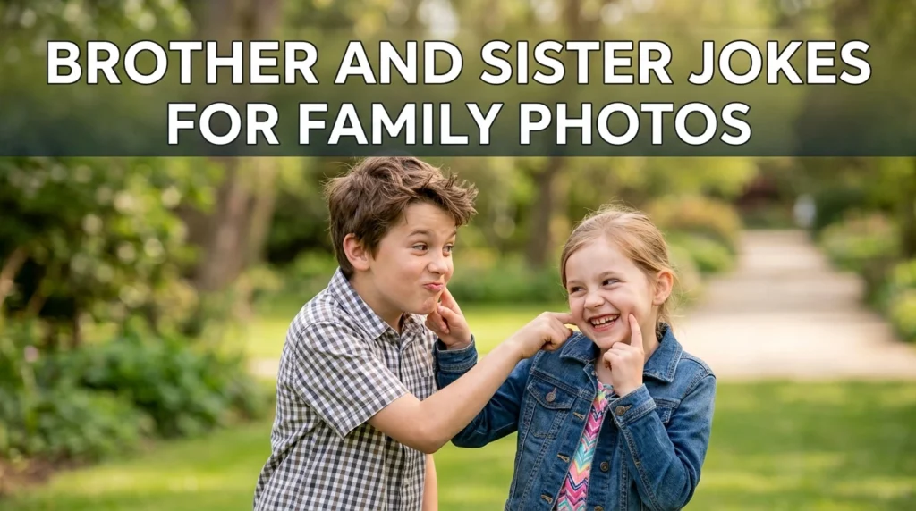 brother and sister jokes for family photos