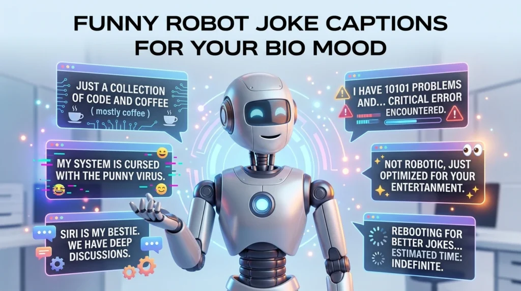 Funny Robot Joke Captions for Your Bio Mood