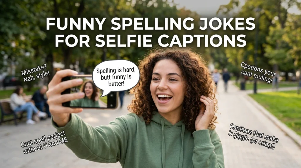 funny spelling jokes for selfie captions