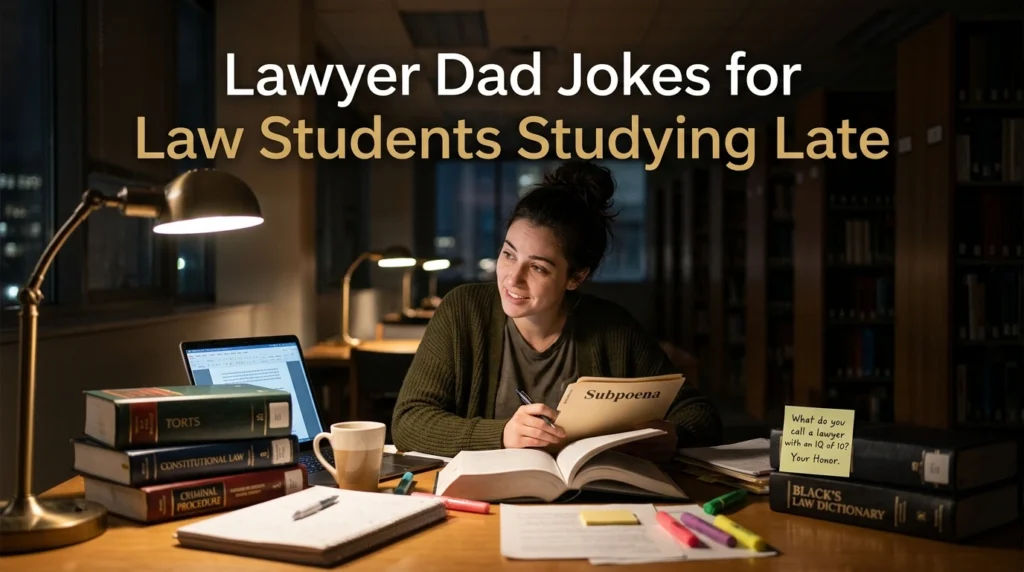 Lawyer Dad Jokes for Law Students Studying Late