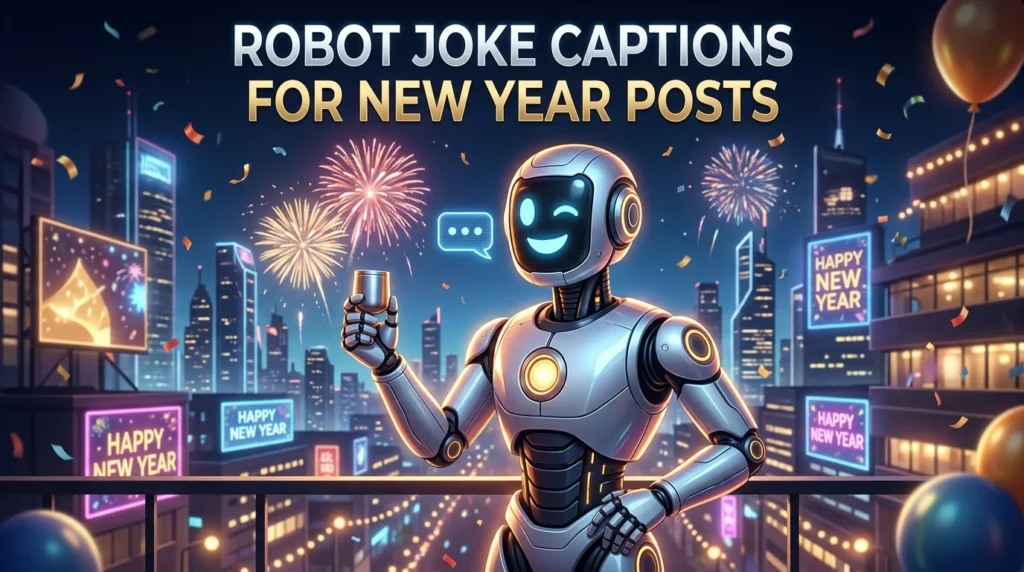Robot Joke Captions for New Year Posts