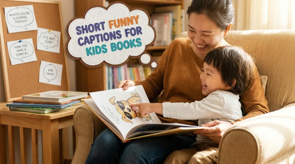 short funny captions for kids books