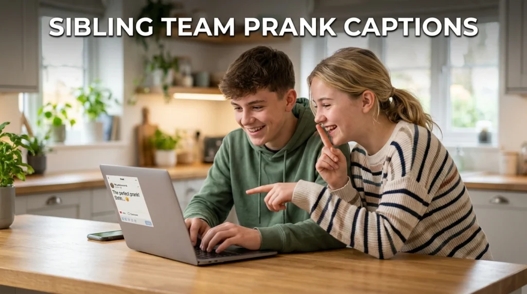 sibling team prank captions