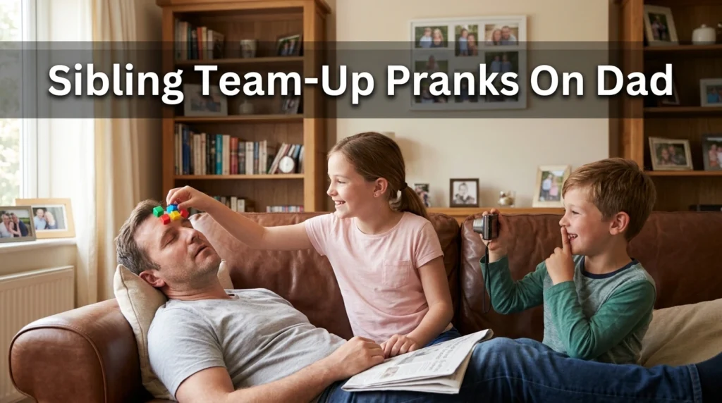 sibling team up prank on your dad