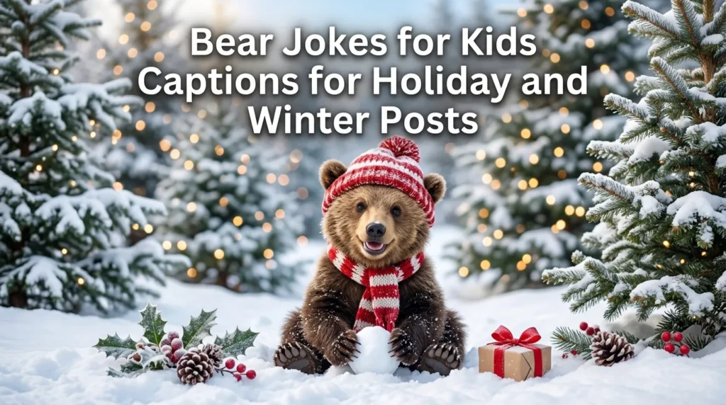 Bear Jokes for Kids Captions for Holiday and Winter Posts