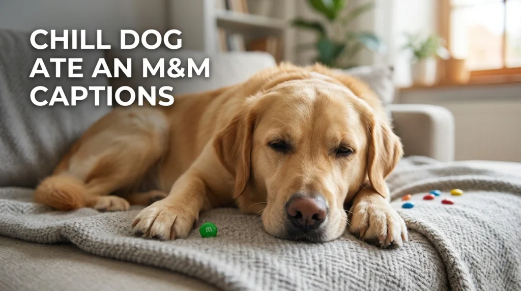 Chill Dog Ate an M&M Captions