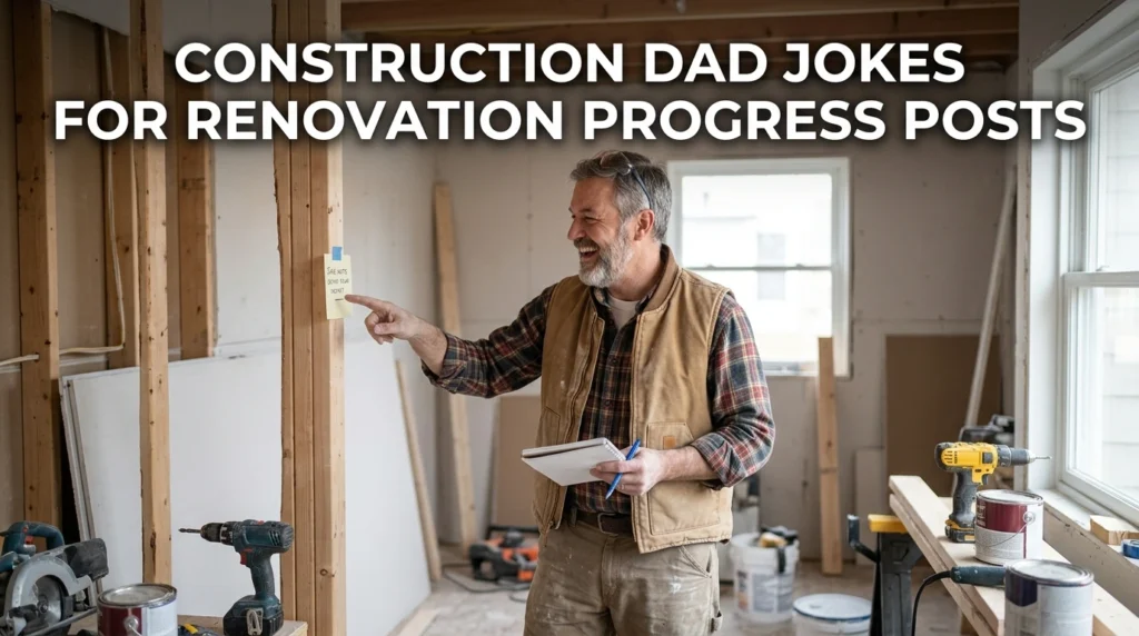 Construction Dad Jokes for Renovation Progress Posts