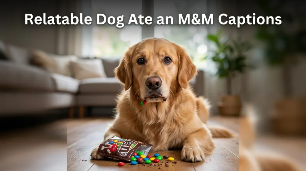 Relatable Dog Ate an M&M Captions