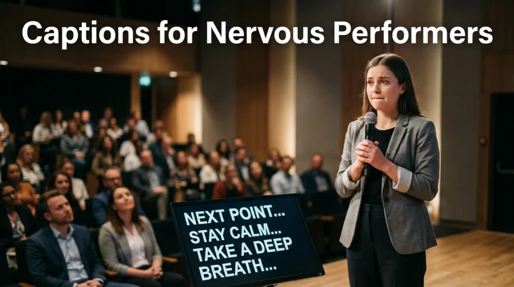 Captions for Nervous Performers