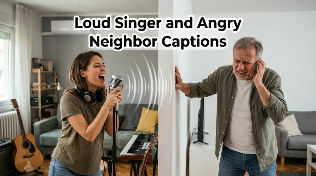 Loud Singer and Angry Neighbor Captions