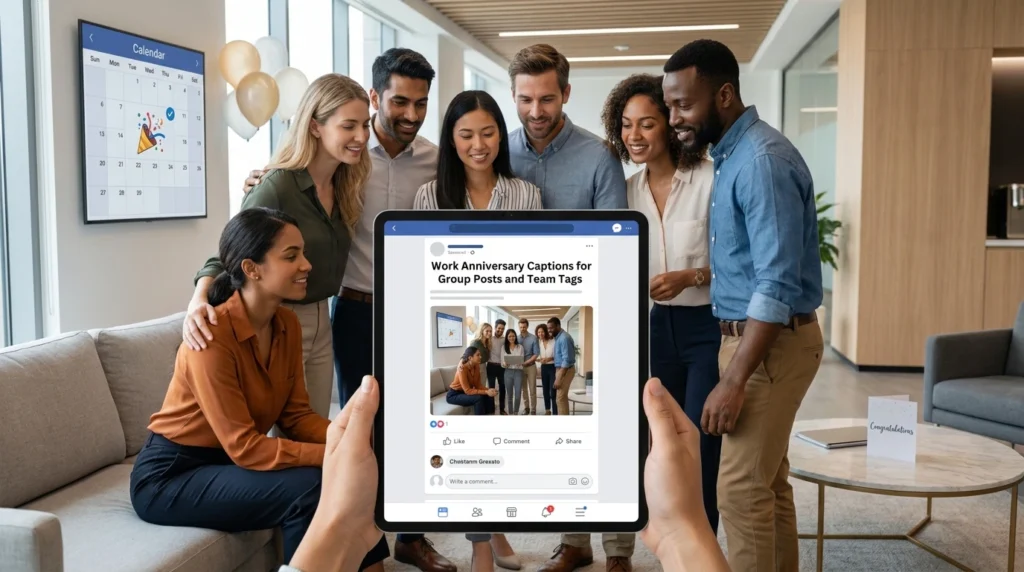 Work Anniversary Captions for Group Posts and Team Tags